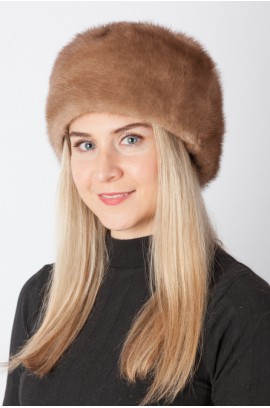 Light brown mink fur hat